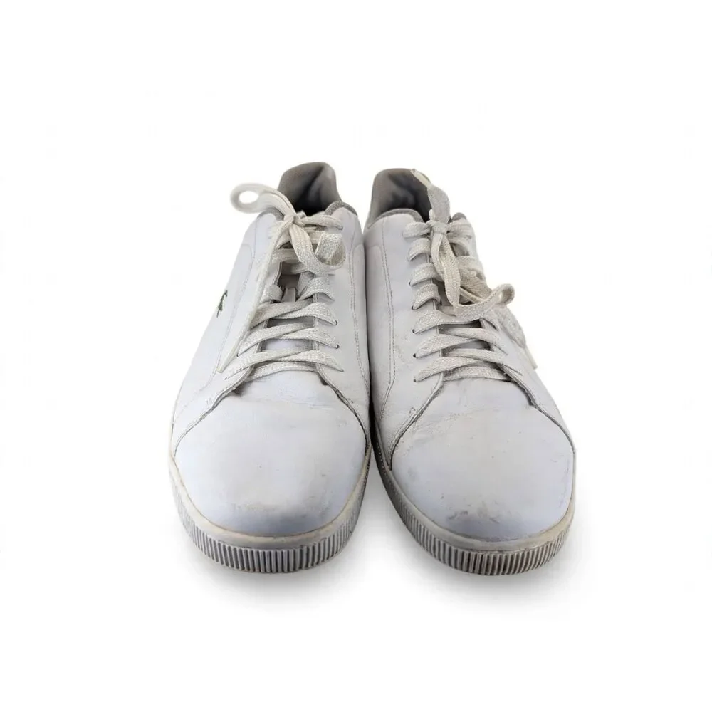 Lacoste Carnaby Evo Mens 15 White Leather Sneaker Green Croc Pre-Owned